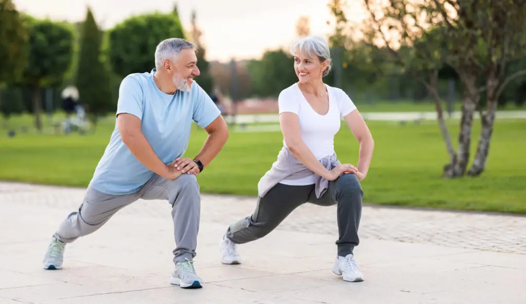 Couple in their 50s taking care of their health